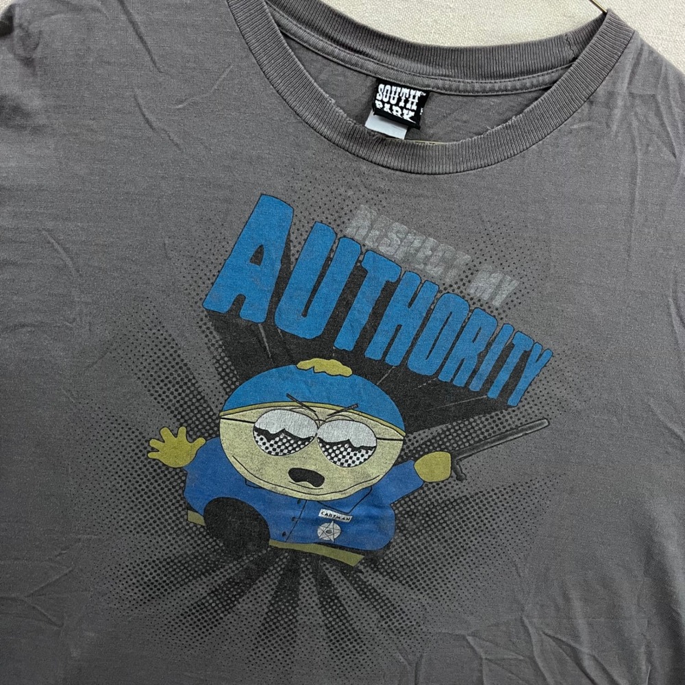 South Park Cartman Respect My Authority Graphic T-Shirt‎ Charcoal Gray 2011 Mens